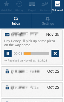 Voicemail Box in the Android App