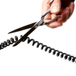 Cutting a landline phone wire