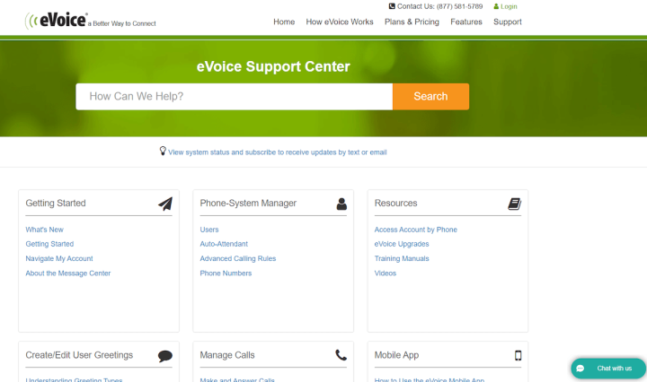 eVoice Support Center