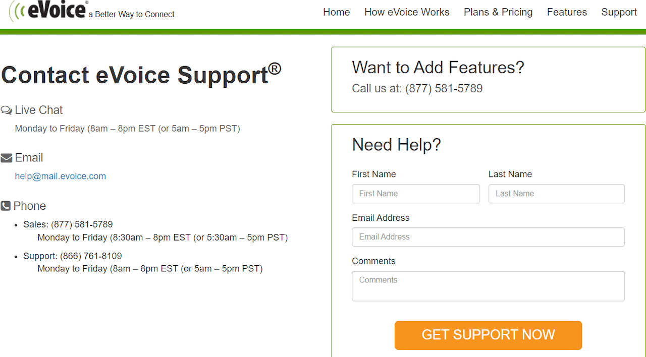 Support Ticket in eVoice
