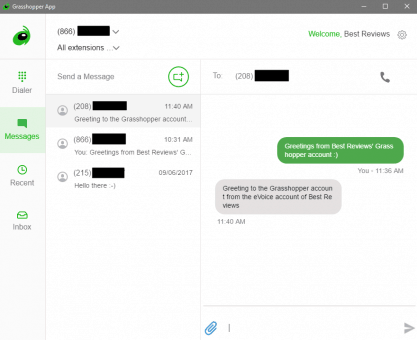 Business Texting From Grasshopper's Desktop App