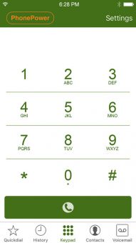 Keypad in PhonePower iOS