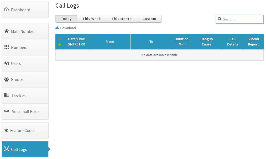 The Call Log in the Account