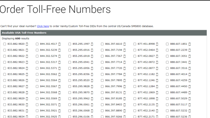 VoIP.ms Toll-free Numbers